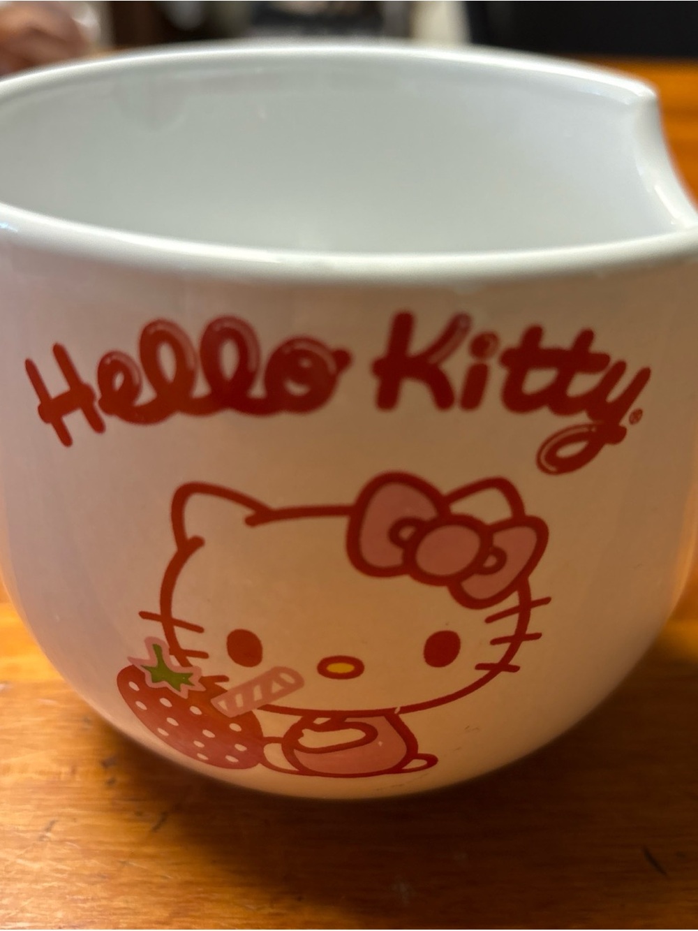 Hello Kitty White and Red Ceramic Noodle Bowl with Pink Bow